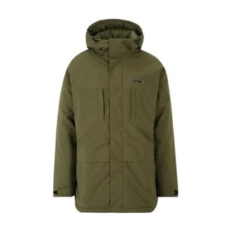 Fila Winter Jackets, male, Green, Size: XS Polyester Hooded Parka with Zip-Up Front