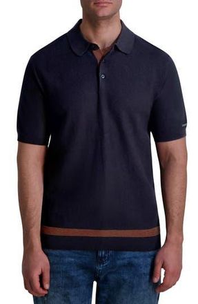 Karl Lagerfeld Stripe Textured Piqu&eacute; Polo in Black at Nordstrom Rack, Size Medium
