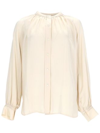 Vince Silk Blouse with Gentle Gathers and Elasticized Cuffs