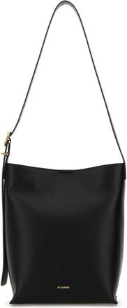 Jil Sander Black Leather Cannolo Shoulder Bag