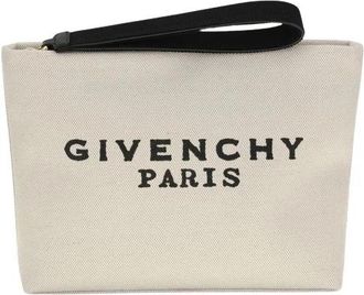 Givenchy Canvas Pochette met leren band - Dames - Clutches - Beige - ONE Size - Katoen - Tassen