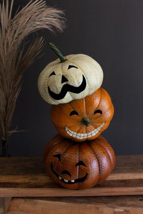 Kalalou Painted Metal Halloween Stacking Jack-O-Lanterns