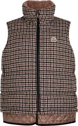 Moncler Touvet Houndstooth Quilted Wool-blend Gilet - Grey - 4 (UK 16 / XL)