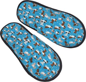 Generic Slipper Dog Show Portable Fleece Slippers Warm Anti-Slide Slipper For Bedroom Guest Room Spa M