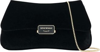 Emporio Armani Fluwelen Schoudertas - Dames - Tassen - Zwart - Maat: ONE Size