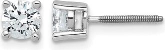 Diamond2Deal 14k White Gold 3/4 ct Round Lab Grown Diamond Stud Earrings Screw Back VS Clarity, D-E Color