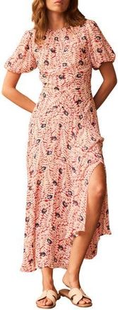 Mint Velvet Printed Puff Sleeve Maxi Dress in Red at Nordstrom, Size 12