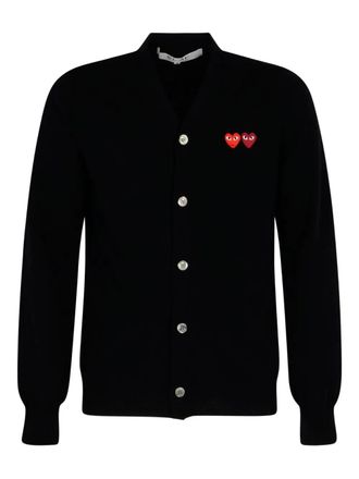 Comme Des Gar&ccedil;ons heart-patch wool cardigan - Black