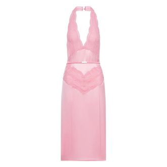 Gucci Lace-panel Satin Halterneck Dress