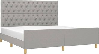 vidaXL Cama Sin Colch&oacute;n Tela Gris Claro 160x200 Cm Vidaxl