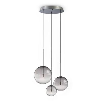 Netlighting Equinoxe Cluster Pendant Ceiling Light Shaded Smoke 3x G4 in Grey
