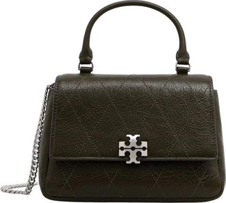 Tory Burch Mini Charlie Quilted Top-Handle Crossbody - Dames - Handtassen - Bruin - ONE Size - Leer - Tassen