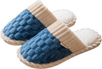 Generic Womens Slippers Ladies Fashion Winter Warm Solid Color Headed Flat Bottom Footwear Teddy Plush Thickened Home Indoor Outdoor Shoes For Couples Ladies 