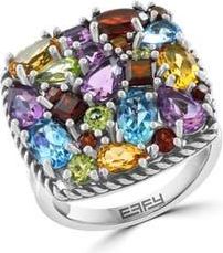 Effy Sterling Silver Cluster Stone Square Ring in Silver Multi at Nordstrom Rack, Size 7