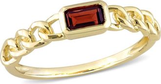 Amour 1/3 CT TGW Octagon Garnet Link Ring In 10K Yellow Gold