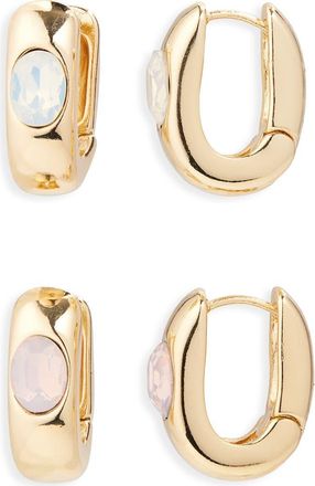 Tasha Set of 2 Huggie Hoop Earrings in Opal Pink/Opal at Nordstrom Rack