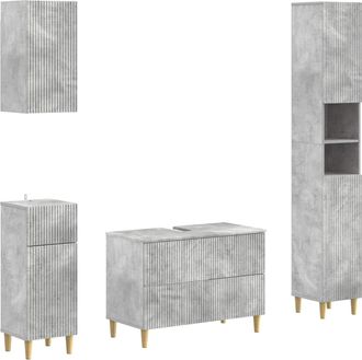 vidaXL Juego De Armarios De Ba&ntilde;o De 4 Piezas Arnhem Gris Hormig&oacute;n Vidaxl