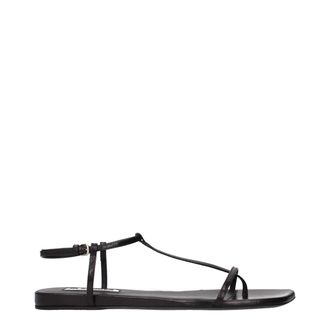 Jil Sander Black Leather Flip-Flop Womens Sandals