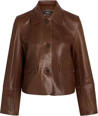 Arma Fem Leather Jacket - Dark Brown - 34 (UK6 / XS)