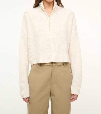 Staud Hampton Long Sleeve Sweater In White