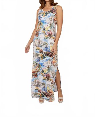 Frank Lyman Design Floral Sleeveless Maxi Dress In Blue/yellow