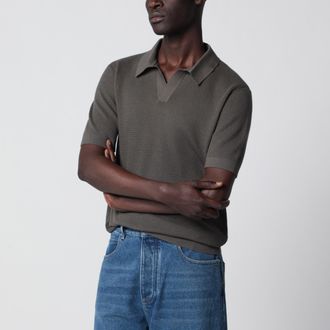 Ermenegildo Zegna Dark taupe cotton knit polo