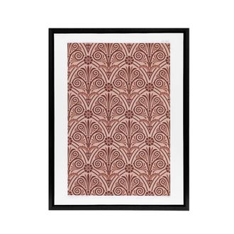 Artery8 Antique Botanical Greek Pattern Audsley Framed Canvas Wall Art Print in Pink | Size: W24 x H32