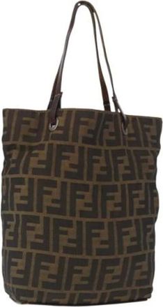 Fendi Pre-owned Tote Bags, female, Brown, Size: ONE SIZE Pre-owned Canvas Tote Bag