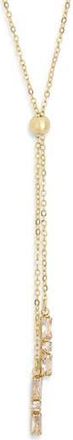 Nordstrom Rack Cubic Zirconia Y-Lariat Necklace in Clear- Gold at Nordstrom Rack