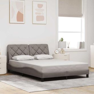 vidaXL Cama Sin Colch&oacute;n Tela Gris Taupe 140x200 Cm Vidaxl
