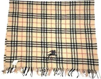 Burberry Pre-owned Scarves, female, Beige, Size: ONE SIZE Pre-owned Wool Scarf