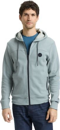 Tom Tailor Sweatjacke TOM TAILOR, Herren, Gr. XXL, gr&uuml;n petrol stripe structure, Sweatware, Obermaterial: 90% Baumwolle, 10% Polyester, Strukturmuster, regular f
