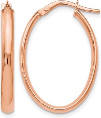 Diamond2Deal 10K Rose Gold Oval Shape Hoop Earrings