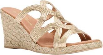 Andr&eacute; Assous Neena Espadrille Wedge Sandal in Platino at Nordstrom, Size 10