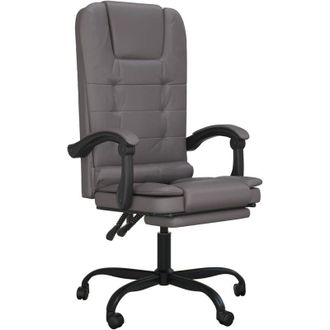 vidaXL Silla De Oficina Reclinable Masaje Cuero Sint&eacute;tico Gris Vidaxl