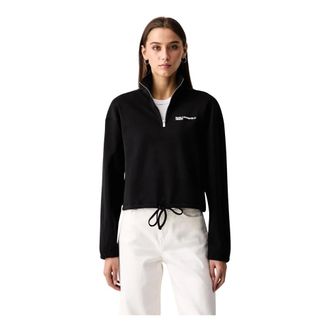 Karl Lagerfeld Sweatshirt met halve rits - Dames - Sweatshirts & Hoodies - Zwart - Maat: L Katoen