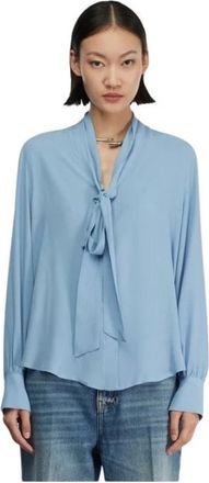 Semicouture Camicia In Crepe De Chine - Dames - Blouses - Blauw - L - Overhemden
