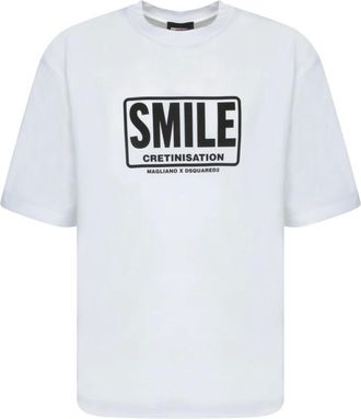 Dsquared2 Tops, Heren, Wit, XL, Katoen, T-shirt