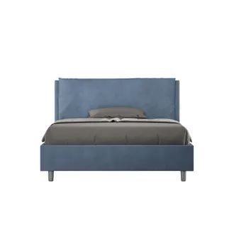 ITYhome Letto Alla Francese Rivestito In Microfibra - Antea - Tipologia Letto: Senza Rete - Dimensione Rete: 140x200 - Colore: Blu