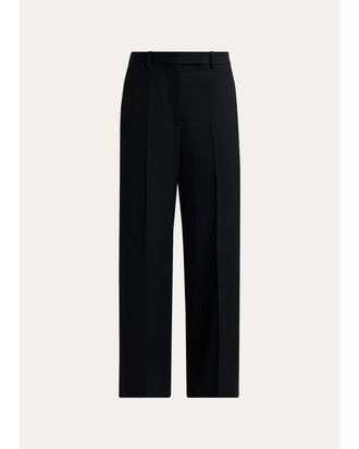 Tom Ford Wool Grain De Poudre Slanted Straight-Leg Pants