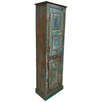 Wanderlust Deco Armario De Madera Acabado Artesanal Marr&oacute;n 57x36x191h Cm