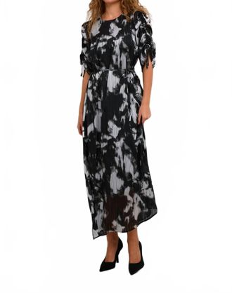 Kaffe Kalifa Chiffon Half Sleeves Midi Dress In Black Grey Blurry Graphics