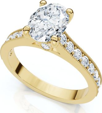 Pompeii3 1 1/3Ct Oval Diamond Engagement Ring 14k Gold or Platinum Lab Grown