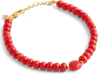 Madewell Puffy Flower Beaded Bracelet in Pomegranate Seed at Nordstrom