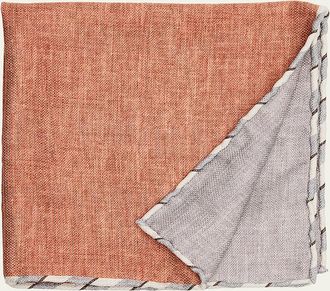 Brunello Cucinelli Mens Double-Face Stripe-Trim Silk Pocket Square