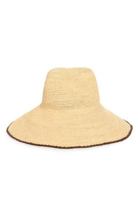 Janessa Leon&eacute; Waverly Wide Brim Packable Straw Hat in Bleach /Walnut at Nordstrom, Size X-Large