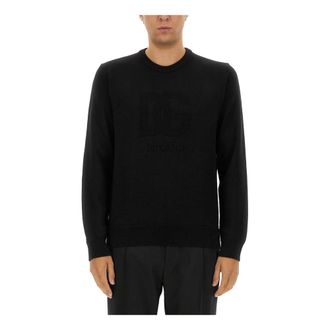 Dolce & Gabbana Round-neck Knitwear, male, Black, Size: XL Pull Girocollo M/L