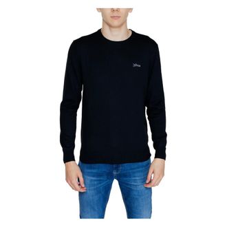 Guess Truien & Vesten, Heren, Zwart, S, Wol, Zwarte Gebreide Ronde Hals Trui