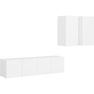 vidaXL Set De Muebles De Sal&oacute;n Tv 4 Piezas Madera De Ingenier&iacute;a Blanco Vidaxl