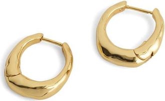 Madewell Hammered Puffy Small Huggie Hoop Earrings in Antique Gold at Nordstrom